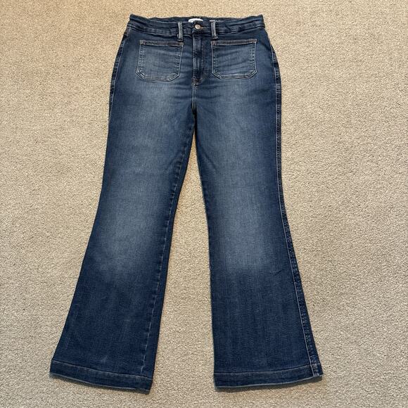 Good American Good Curve Boot Leg Blue Dark Wash Denim Jeans Pockets Size 31/29 - Picture 1 of 9